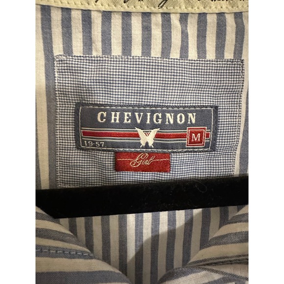 Chevignon Women Blue White Stripe Button Down Shirt Size M Casual Top - Picture 4 of 8